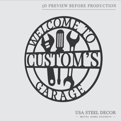 Personalized Garage Metal Art